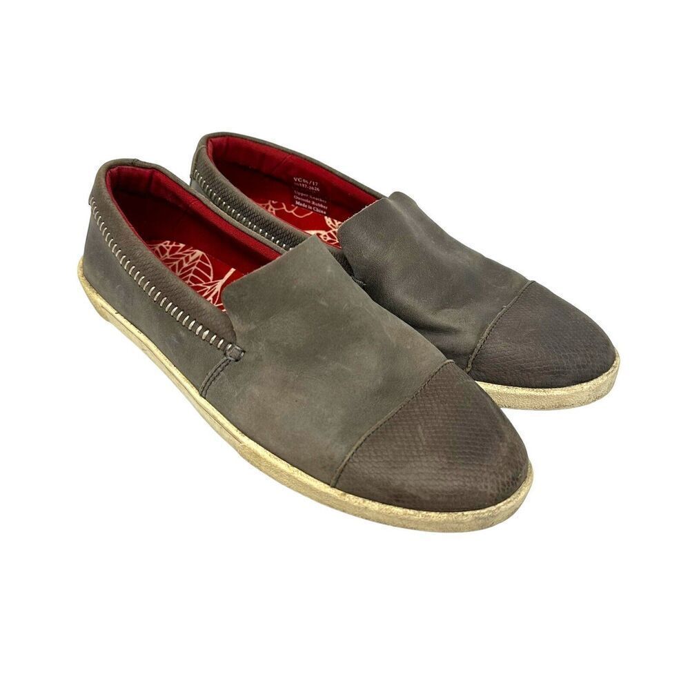 Olukai Womens Alohi Leather Loafer Slip on shoes sz 8 Comfort Grey Taupe Gel